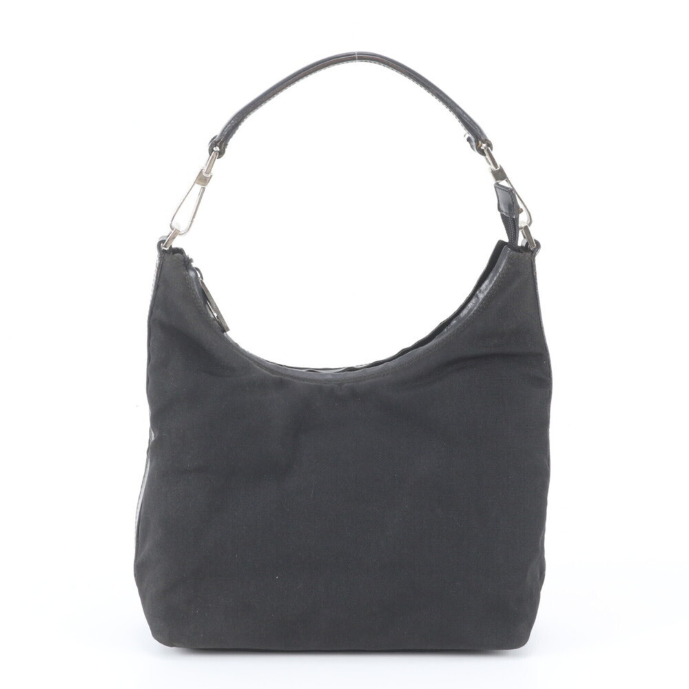 Gucci Hobo 000 2854 0602 Leather Canvas One-Shoulder Bag Handbag Black Women's